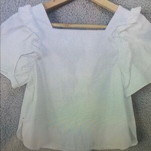 Chic White Ruffle Sleeve Blouse for Kids
